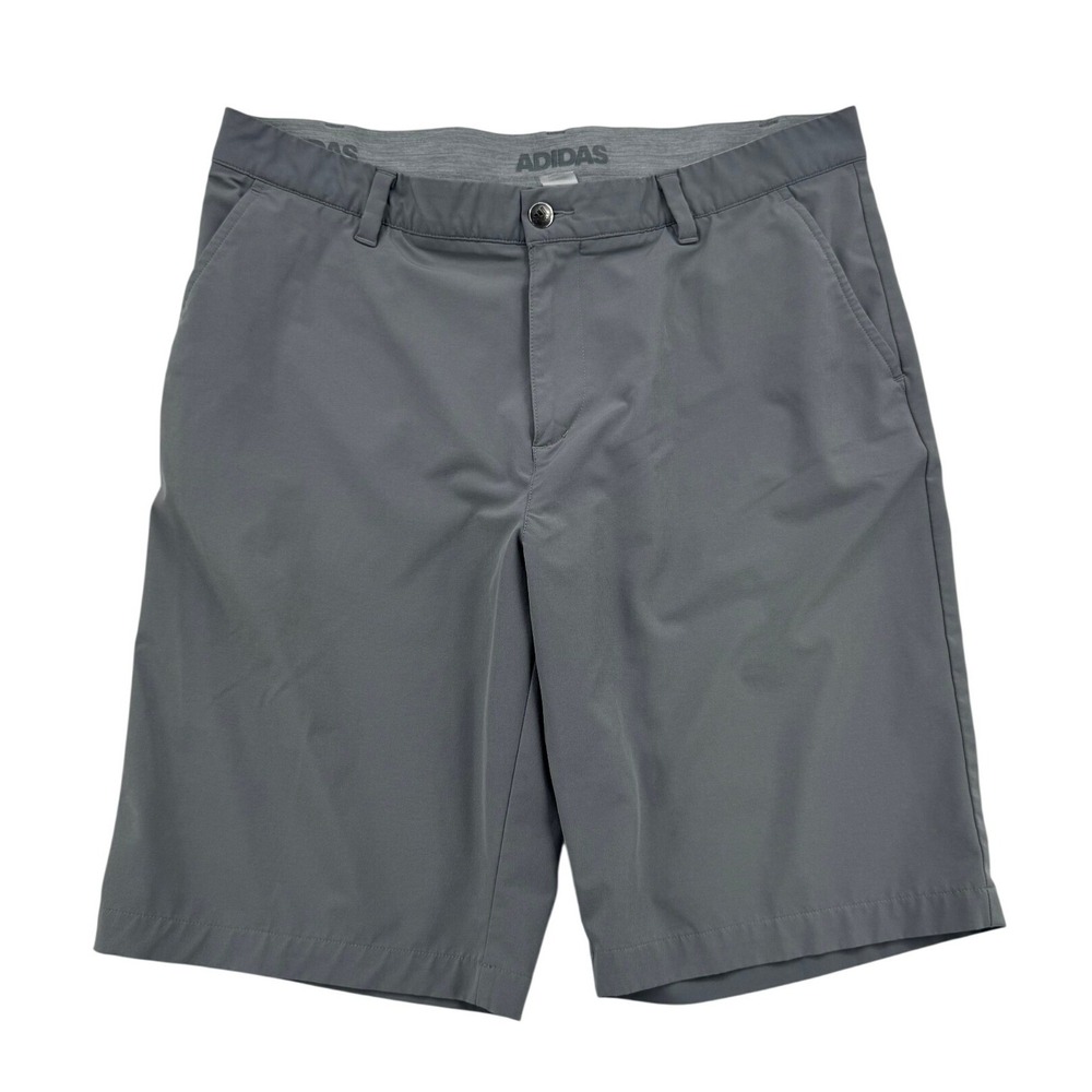 Adidas Golf Shorts Mens 36 Gray Excellent Stretch Performance Flat Front Pockets
